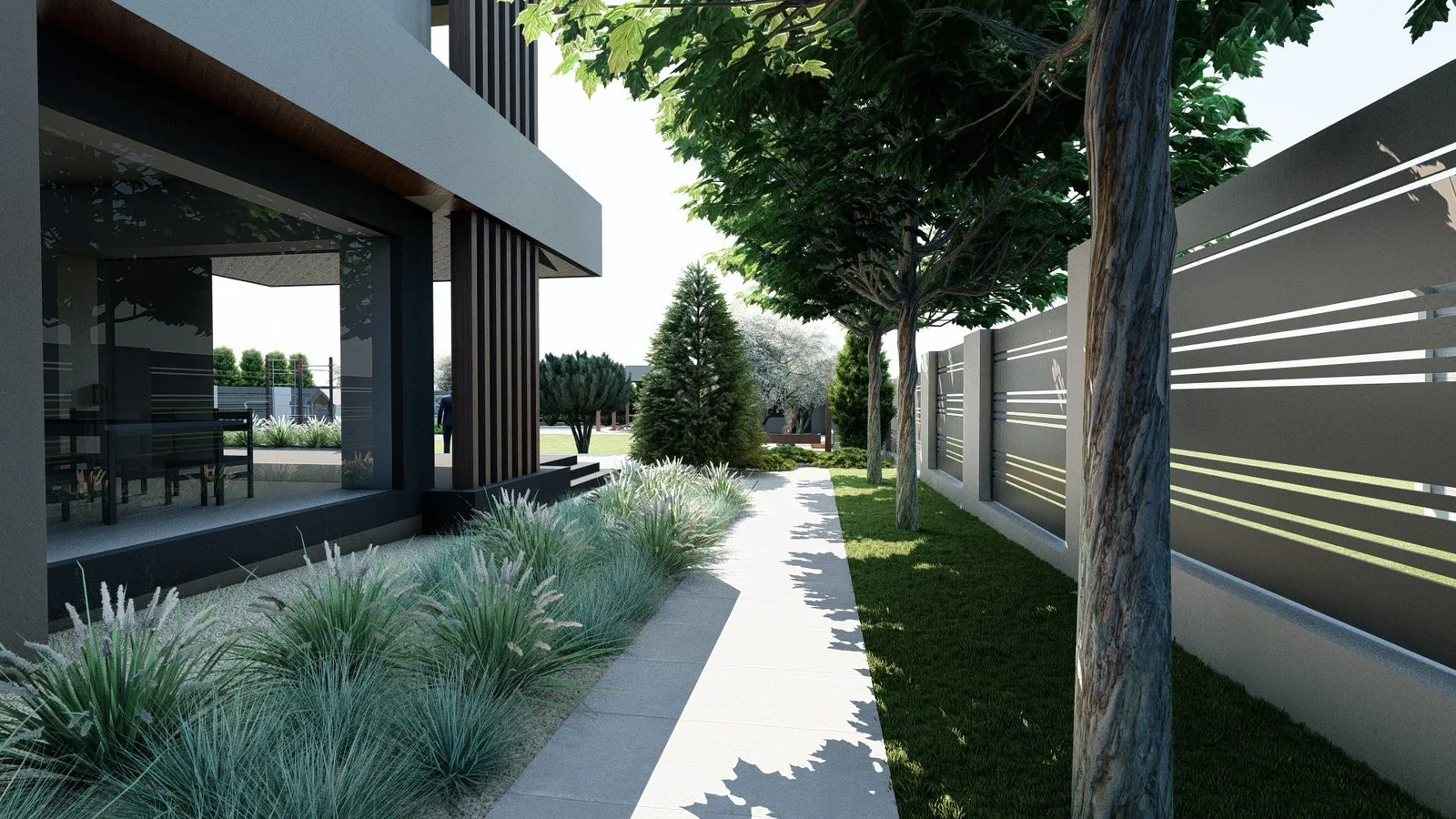 Render: Grasses along the fence line