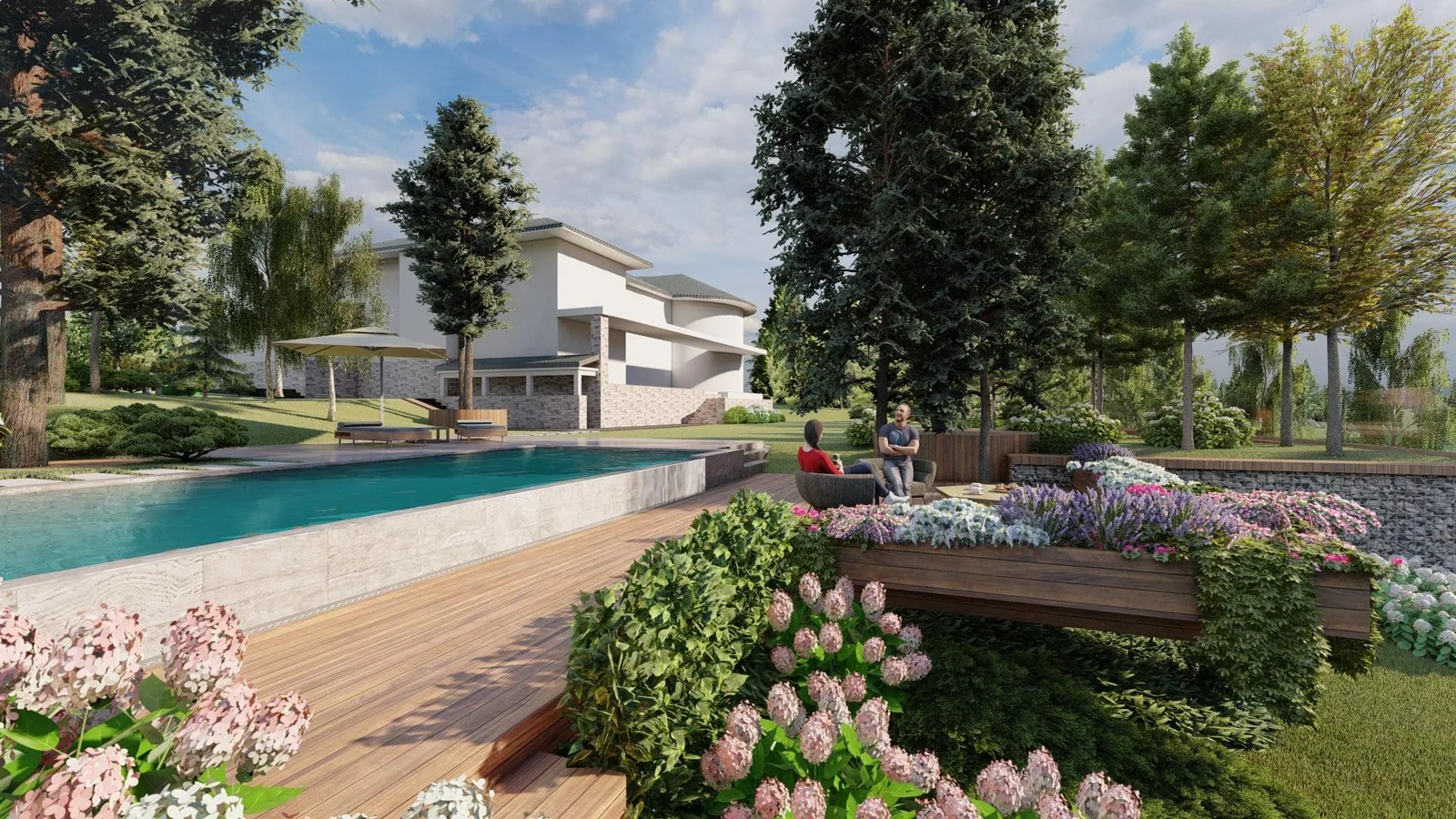 Render: Infinity edge toward the lake